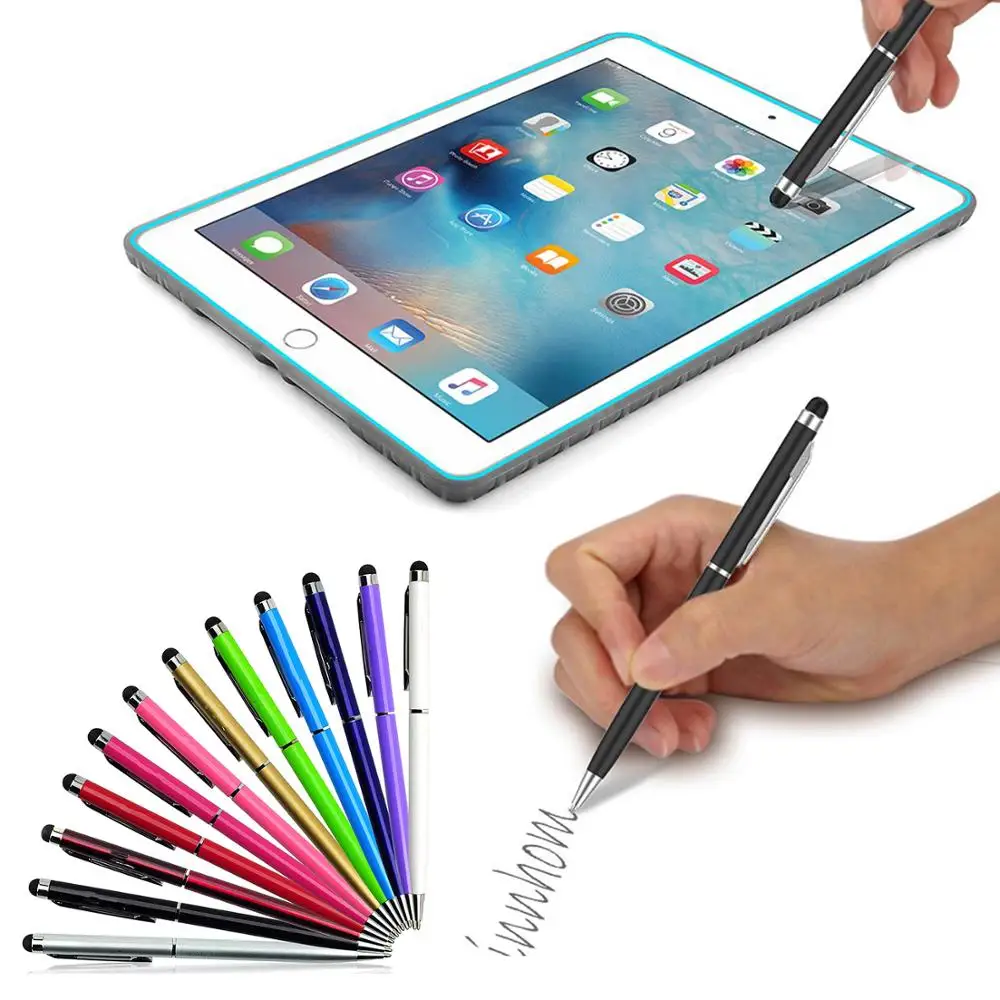 

Stylus Pen For iPhone Touch Screens Tablets For Samsung For Huawei and Black Ink Ballpoint Pens 2 in 1 Stylists Pens For IPad