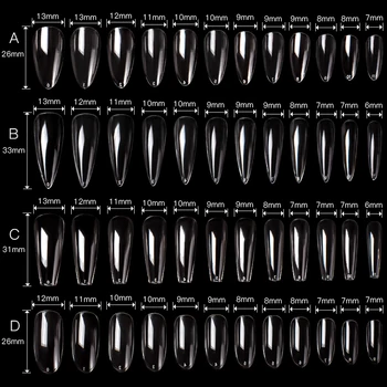 

MEET ACROSS Fake Nail Artificial Long Ballerina Clear False Coffin Nails Art Tips Full Cover Manicure French Acrylic Nail Tips