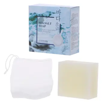 

100g Sea Salt Whitening Soap Cleaner Removal Pimple Pore Acne Treatment Goat Milk Moisturizing Face Wash Soap Skin Care