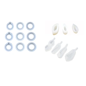 

2 Set Transparent White Silicone Molds Diy Resin Jewelry Making Necklace Pendant Ring Pendant Casting Mould Craft Tool, 1Set 7Pc