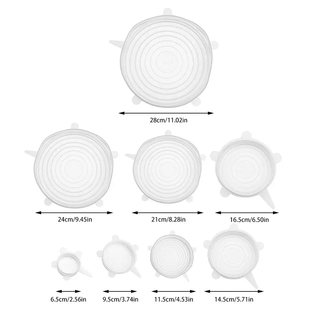 8 шт Мягкая силиконовая крышка многоразовые герметичные пищевые обертки для сохранения свежести герметичная емкость эластичная обертка крышка кухонная посуда