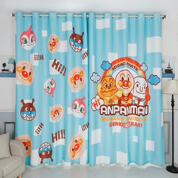 

Custom Window Curtains for Living Room Bedroom Nursery Kid Children Room Window Tulle Sheer Drapes Cartoon Bread Blue Yellow