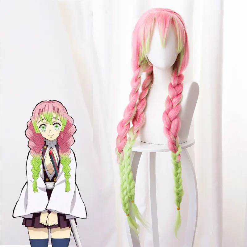 

Anime Cosplay Wig Blade of ghost Cosplay Wig Kanroji Mitsuri cos Cute Long pink Hair Wigs dropshipping support +gift
