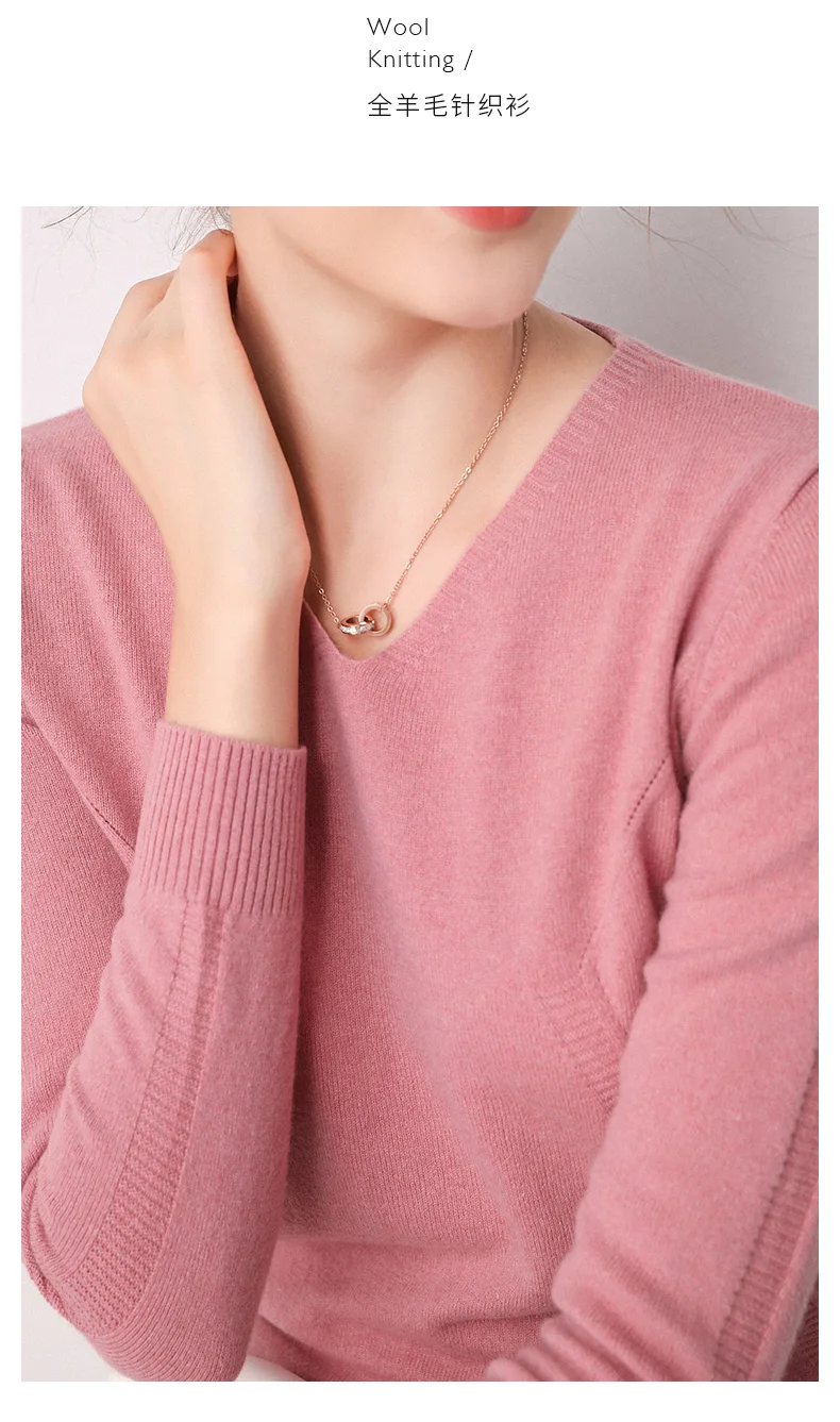 MERRILAMB, женский свитер, чистая шерсть, вязанные пуловеры для девушек, зима, новая мода, v-образный вырез, мягкие Джемперы, 5 цветов, одежда