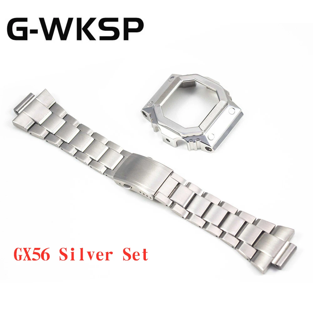 GX56 часы Серебряный набор пользовательский ремешок для часов ободок/чехол Металл 316L нержавеющая сталь