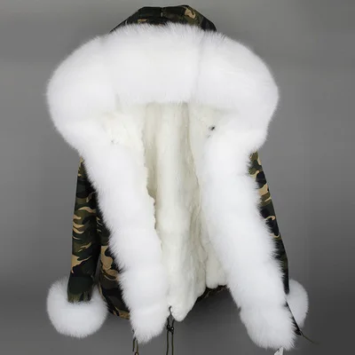 Новинка, зимнее супер большое пальто с лисьим меховым воротником, шуба, шуба из кроличьего меха, меховая подкладка, женская зимняя куртка - Цвет: 19