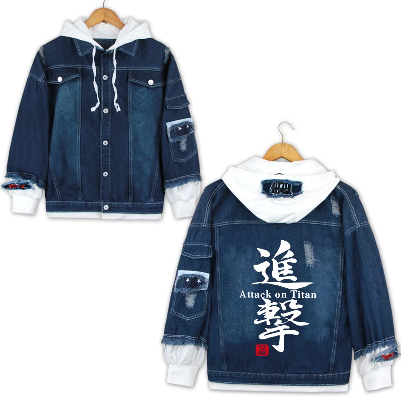 Anime Attack On Titan Erwin Smith Jean Jacket Cosplay Costume Fashion Unisex Cartoon Denim Hole Jacket Survey Corps Hoodie Anime Costumes Aliexpress