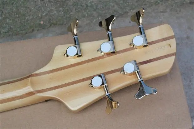 Calidad Улучшенный Burl de madera натуральный cuello de una pieza 4 cuerdas mariposa bajo guitarra eléctrica