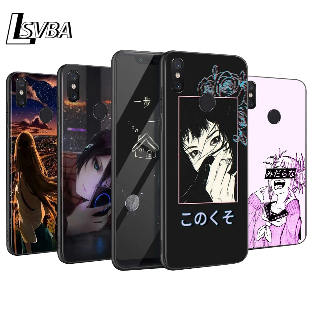 Anime Jepang Estetika Anti Jatuh Ponsel Case Untuk Xiaomi Mi 10 Lite 9t Cc9 Pro Catatan 10 9 8 A3 A2 A1 Lite Mix 3 Hitam Kasus Telepon Penutup Aliexpress