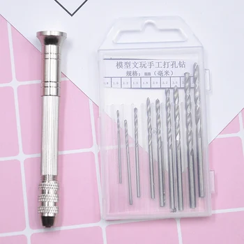 

Precision Manual Hand Drill Pin Vise with 10pcs Twist Drill Bits for PCB Metal Wood Model Making DIY Crafts Tools