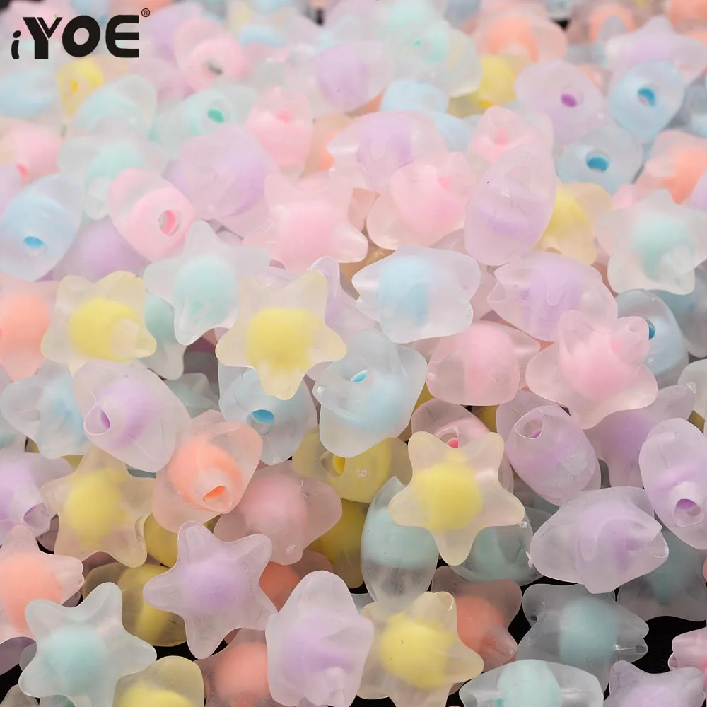 iYOE 10/30/50pcs 11mm Little Star Acrylic Beads Mix Double Color Matte For Jewelry Supplies Making Bracelet DIY Craft | Украшения и