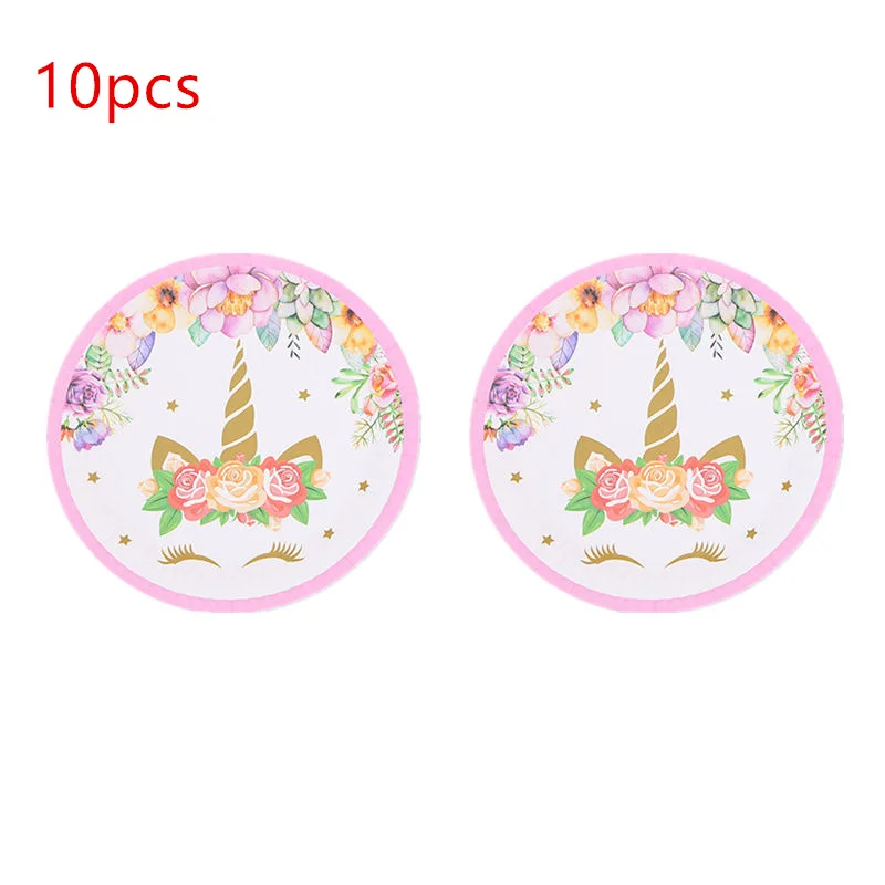 Plate 10pcs 108*180 см украшение день рождения карты Дети сувениры Единорог цветок тема Настольная Крышка счастливый ребенок Душ пластиковая скатерть 1 шт - Цвет: Plate 10pcs