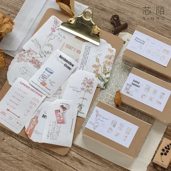 

60 Pcs/Box Vintage Travel Bill Tag Paper Sticky Notes Memo Pad Diary Flakes Scrapbook Decorative Memo Bullet Journal Stationery