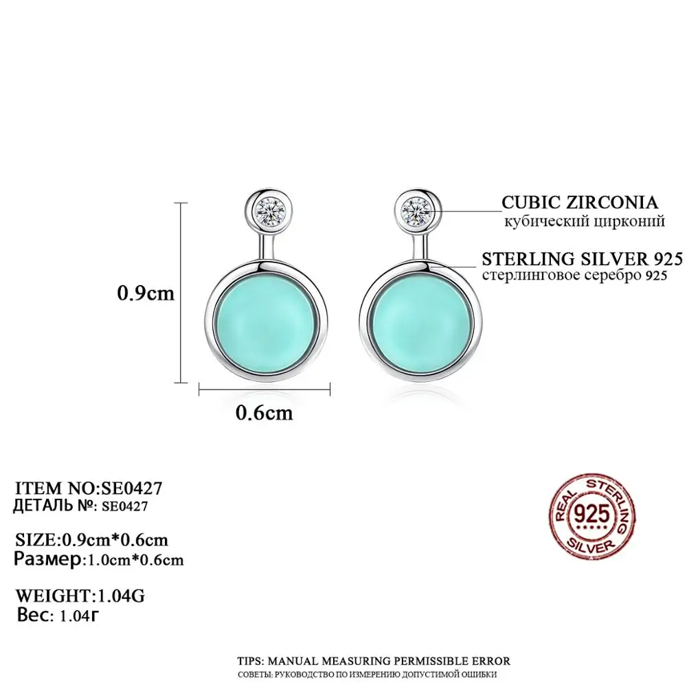 Gem& Time, BOHO, бирюза, Круглый Круг, 925, серебряные серьги для женщин,, 925, серебро, CZ, серьги-гвоздики, ювелирные изделия, SE0427