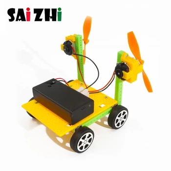 

Saizhi Child Wind Powered Toy DIY Car Kit Children Educational Gadget Hobby For Kids Gift Science Project Model toys