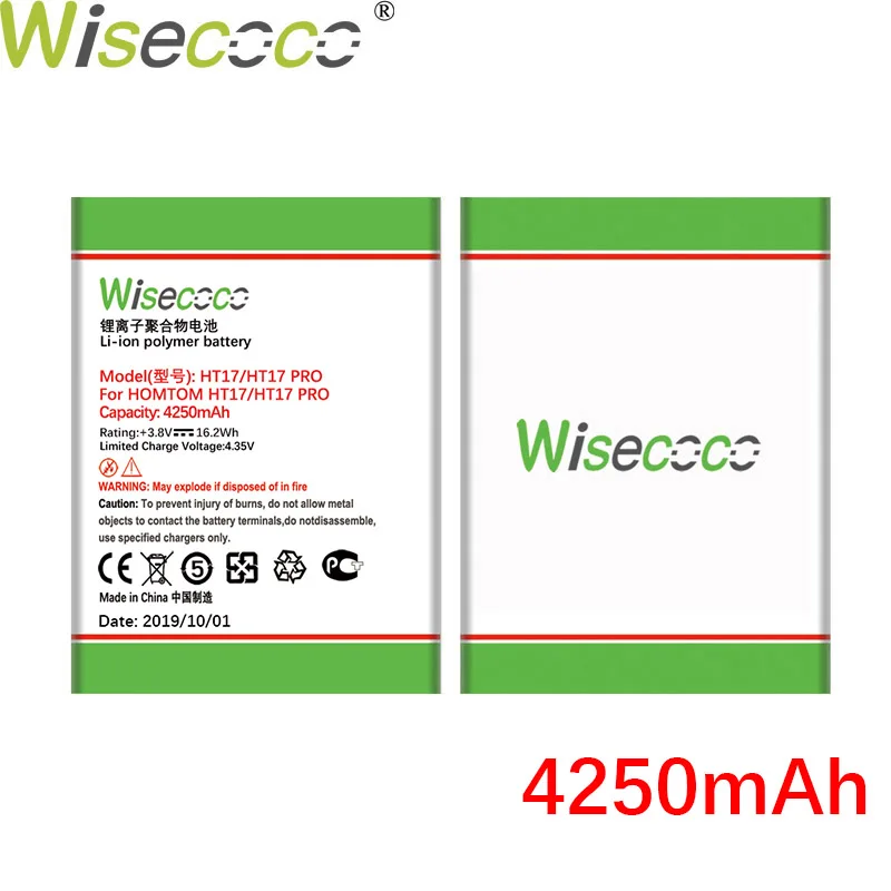 WISECOCO 10 шт. 4250 мАч батарея для HOMTOM HT17 HT 17 PRO Телефон новейшее производство высокое качество батарея+ номер отслеживания