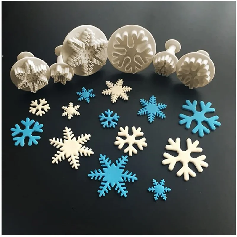 1PC Christmas Snowflake Cookie Cutter Plunger Baking Mould Biscuit Mold JJ 