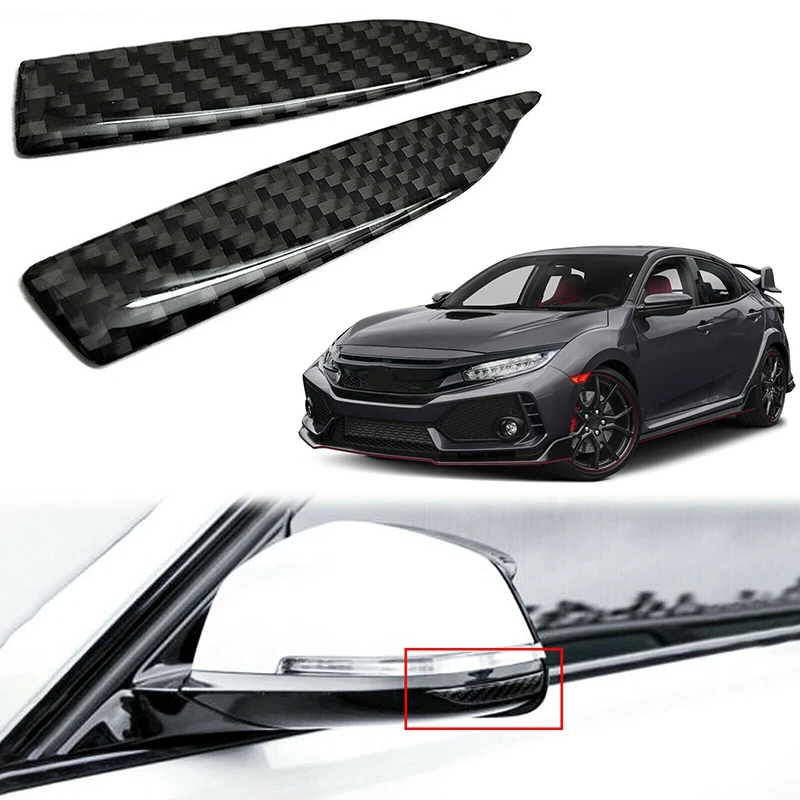 Carbon Fiber Car Stickers Anti-Scratch Trim Rearview Mirror Protector 2 Pieces