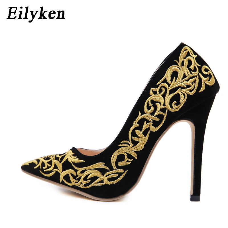 Eilyken/ дизайн; женские туфли-лодочки с вышивкой; модная обувь; Свадебные вечерние туфли-лодочки с острым носком на высоком каблуке; женские босоножки