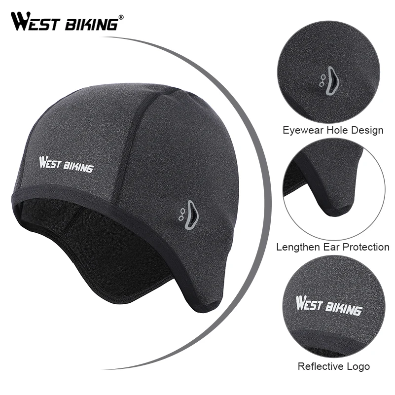 

WEST BIKING Winter Sport Caps Warm Windproof Men BicycleÂ Helmet Liner Outdoor Hiking Fishing Skiing Cycling Bike Cap Running Hat