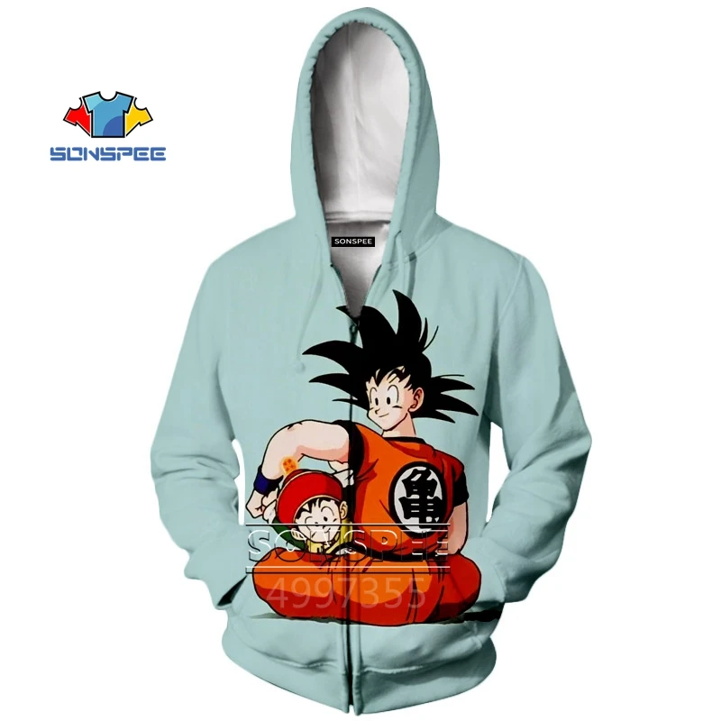 SONSPEE goku Harajuku/модные худи для мальчиков и девочек на молнии, худи с 3D принтом «Жемчуг дракона» для подростков, детская одежда, горячая распродажа, ZIP48