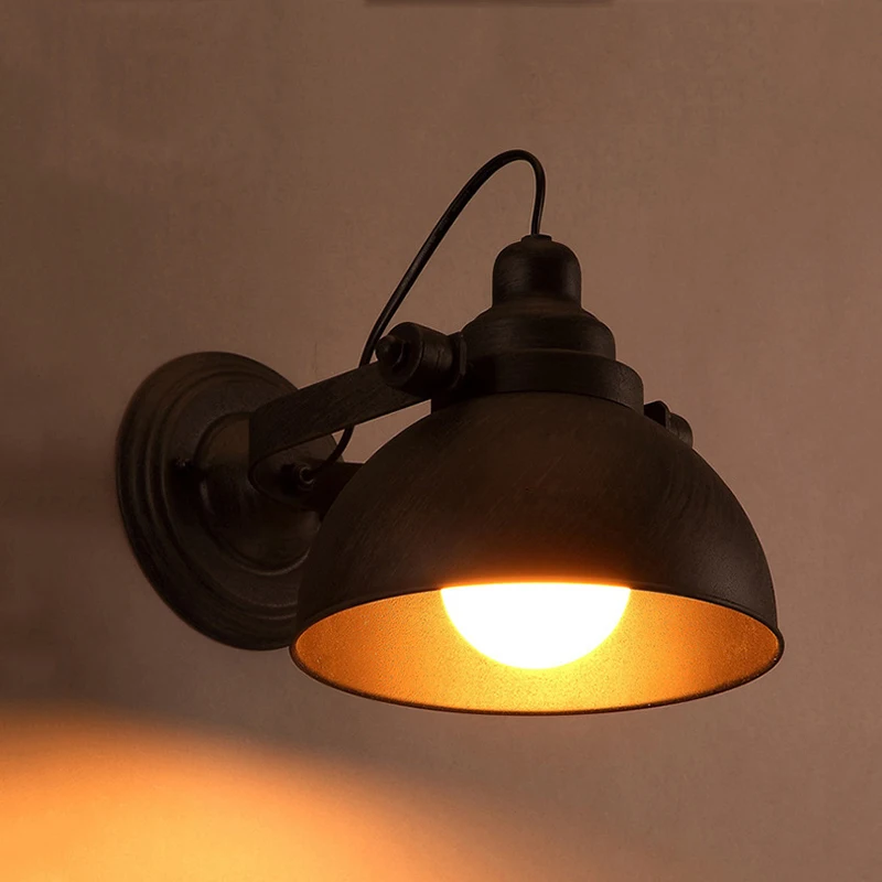 Vintage Wall Lamp E27 Industrial Wall Sconce Black Light For Indoor Lighting Adjustable Retro Loft Bedside Bedroom Light
