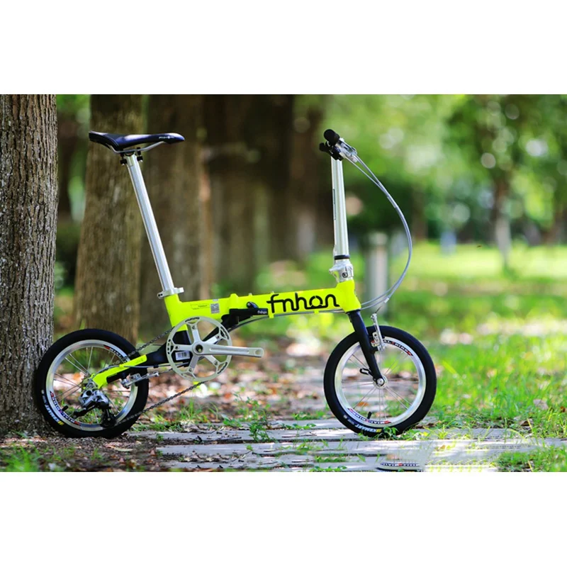 Fnhon свободный алюминиевый складной велосипед 1" 16" V тормоз 3 скорости 9T 13T 17T Minivelo мини velo велосипед городской Commuter велосипед складной - Цвет: yellow silver 14inch