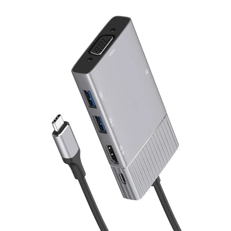 8 в 1 Многофункциональный type-C концентратор USB-C к HDMI USB3.0 PD VGA карта памяти адаптер Plug and Play без программного обеспечения драйвера
