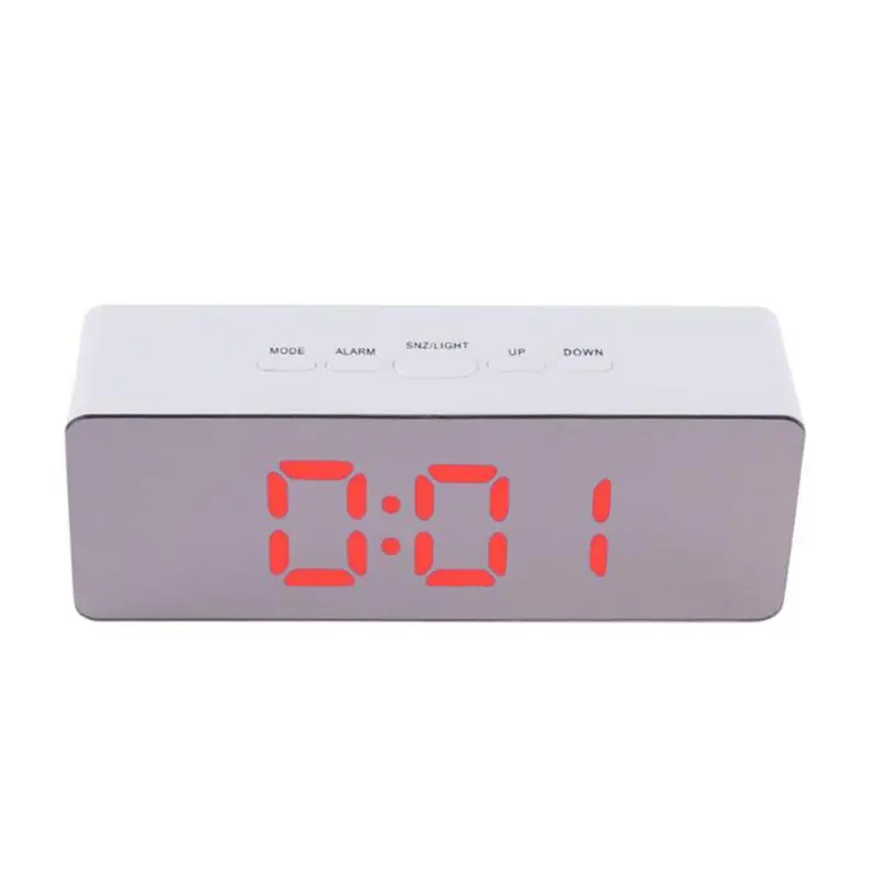 Красный Mirror Alarm Clock LED Digital Display Multifunction Temperature Snooze Clock Decor For Home Bedroom - Цвет: Красный