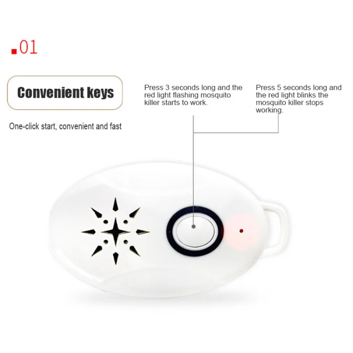 Ultrasonic Mosquito Repellent Portable Outdoor Pest Insect Flea Prevention Repeller MDJ998