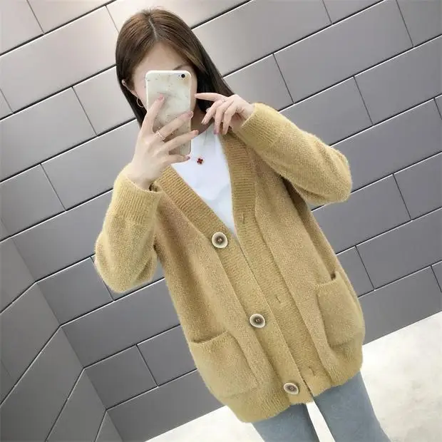 Blusas De Inverno Feminina, новинка 9270, зимний длинный вязаный кардиган с карманами, 66-1/F, 11 ряд, 5 полок