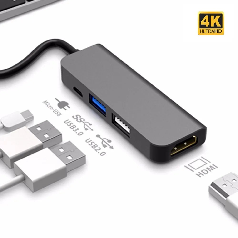 Onvian USB C концентратор 4K HDMI концентратор USB 3,0 USB 2,0 адаптер type C usb-хаб 3,1 разветвитель порт для MacBook Pro huawei Xiaomi samsung