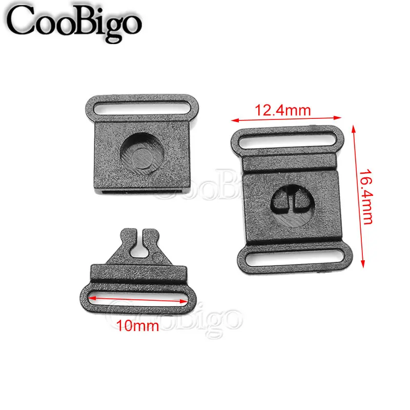 100 шт. черный пластик 3/" 5/8" 3/" 1" лямки безопасности отрыва бюстгальтер пряжки для домашних животных Воротник Жгут ремни Запчасти Аксессуары - Цвет: 10mm Webbing