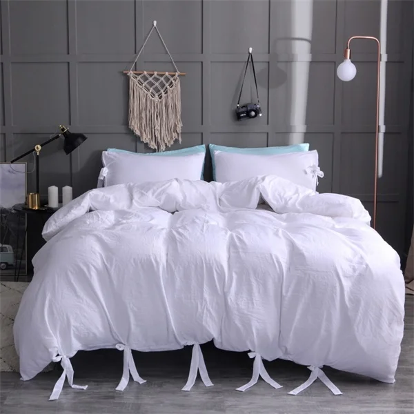 

4Pcs Hot Sale High-quality luxury Solid Color Lacing Single Twin Queen King 4 Size Comforter Cover Duvet Covers