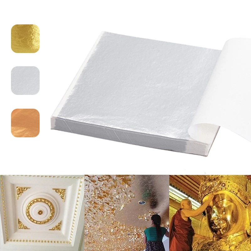 100pcs Gold Foil Edible Gold Leaf Sheets For DIY Cake Decoration Arts Crafts Gilding Design Paper Gift Wrapping Scrapbooking