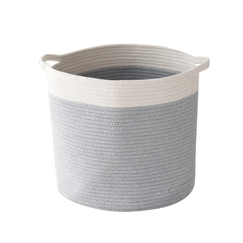 Хлопковая веревка большая вязаная корзина для белья и грязной одежды с ручкой