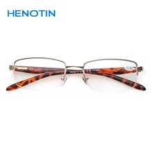 Henotin, классические мужские и женские очки для чтения с металлической оправой, универсальные удобные очки для чтения с полуоправой, диоптрий 1,0 1,5 2,0