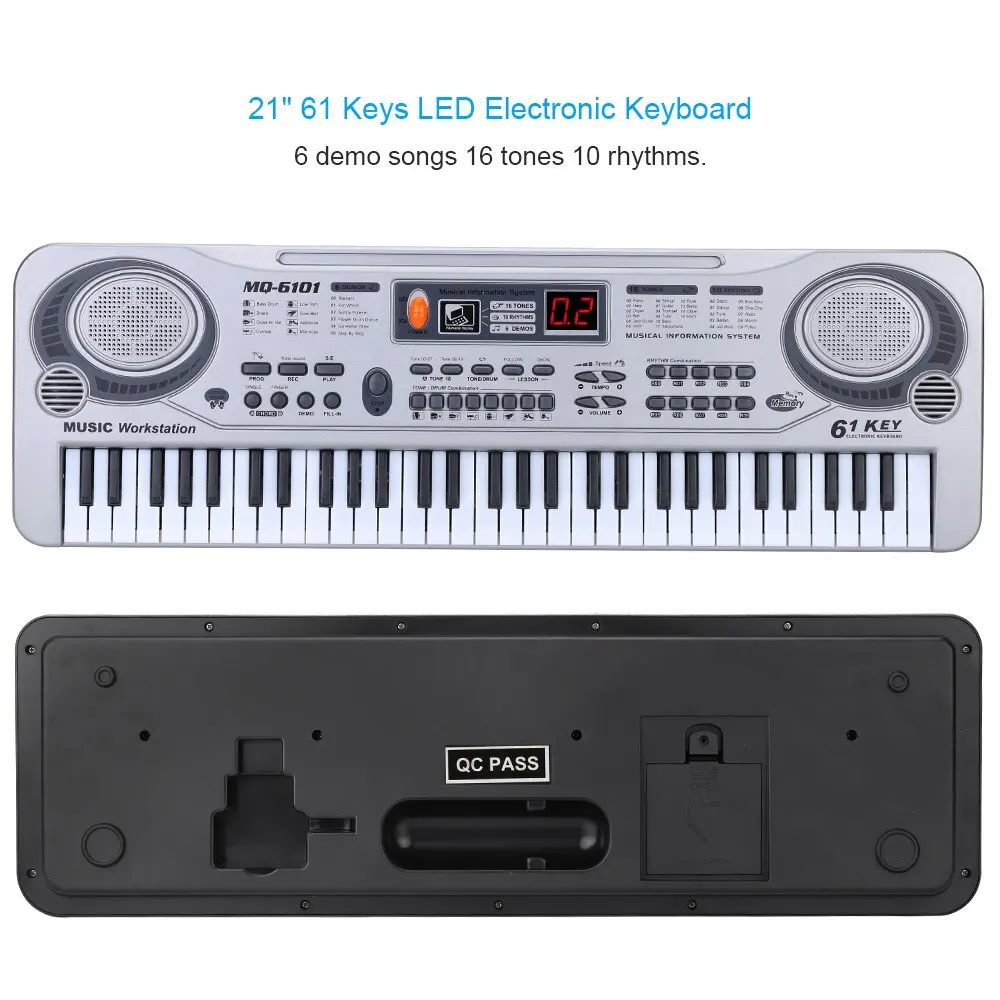 Электронная фортепианная клавиатура светодиодный музыкальная игрушка с микрофоном 61 клавиша Профессиональная детская музыкальная клавиатура инструмент подарок для детей