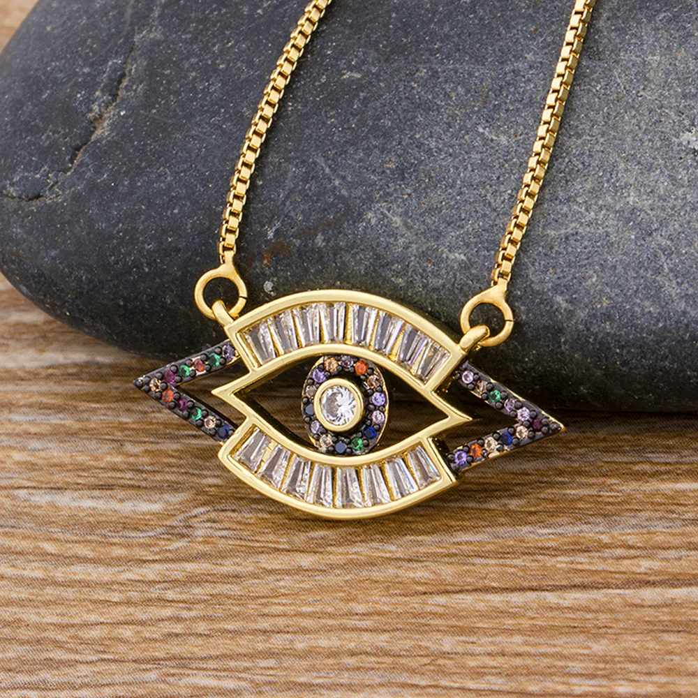 Новинка классическое Радужное кристаллическое ожерелье с кулоном сглаза