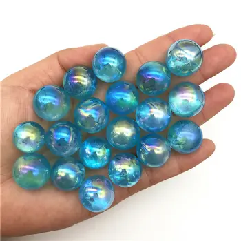 

Wholesale 1PC 16-19mm Blue Titanium Aura Electroplating Quartz Crystal Sphere Balls Healing Natural Quartz Crystals
