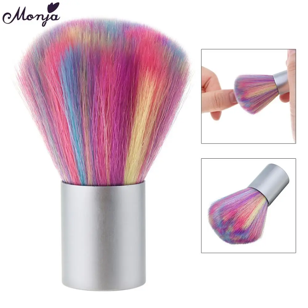 

Monja Nail Art Soft Hair Rainbow Colorful Dust Cleaning Brush Portable Acrylic UV Gel Powder Sequin Removal Pen Manicure Tool
