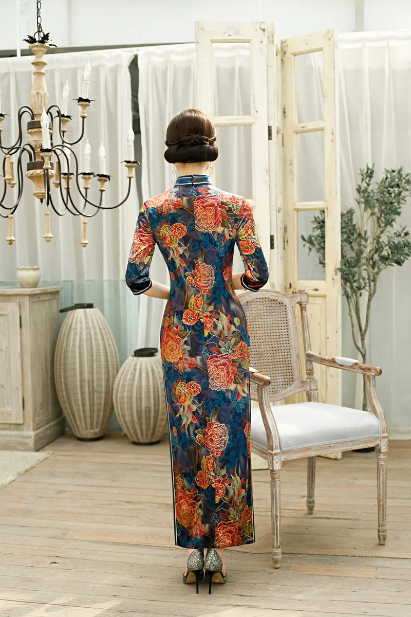 Новинка, традиционное китайское платье Cheongsam Mori Girl, бархатное платье Qipao, женское тонкое платье в восточном стиле, элегантные вечерние платья