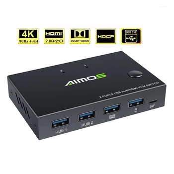 

4K @ 30Hz HDMI 2 In 1 Out Switch Shared Keyboard and Mouse Display Is Suitable for Office, Computer Room, Monitoring Host, Etc.