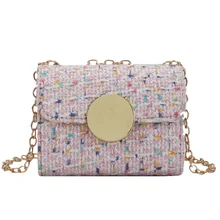 Новая модная сумка для девочек, мини-сумки через плечо с клапаном, шерстяная клетчатая сумка-мессенджер для девочки