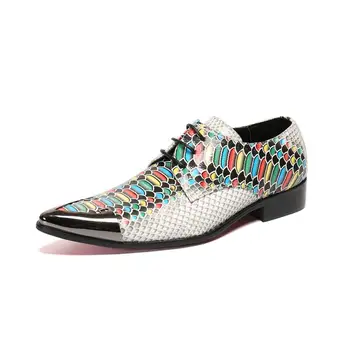

46 Large Size Men Shoes Trendy casual pointed-Toe Printing Leather Shoes Male Stylist Career Work Shoes