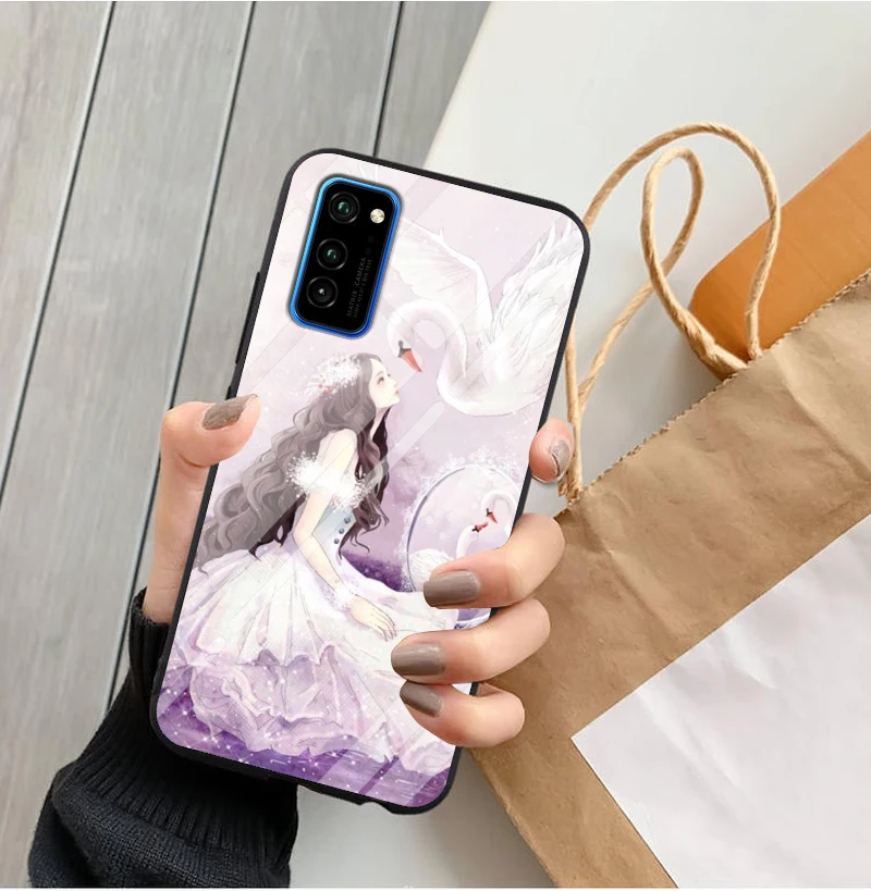 Чехол из поликарбоната для huawei Honor View 30 Pro, пластиковый стеклянный чехол для телефона, черный бампер из ТПУ для huawei Honor View 30 Honor V30 Pro, чехол