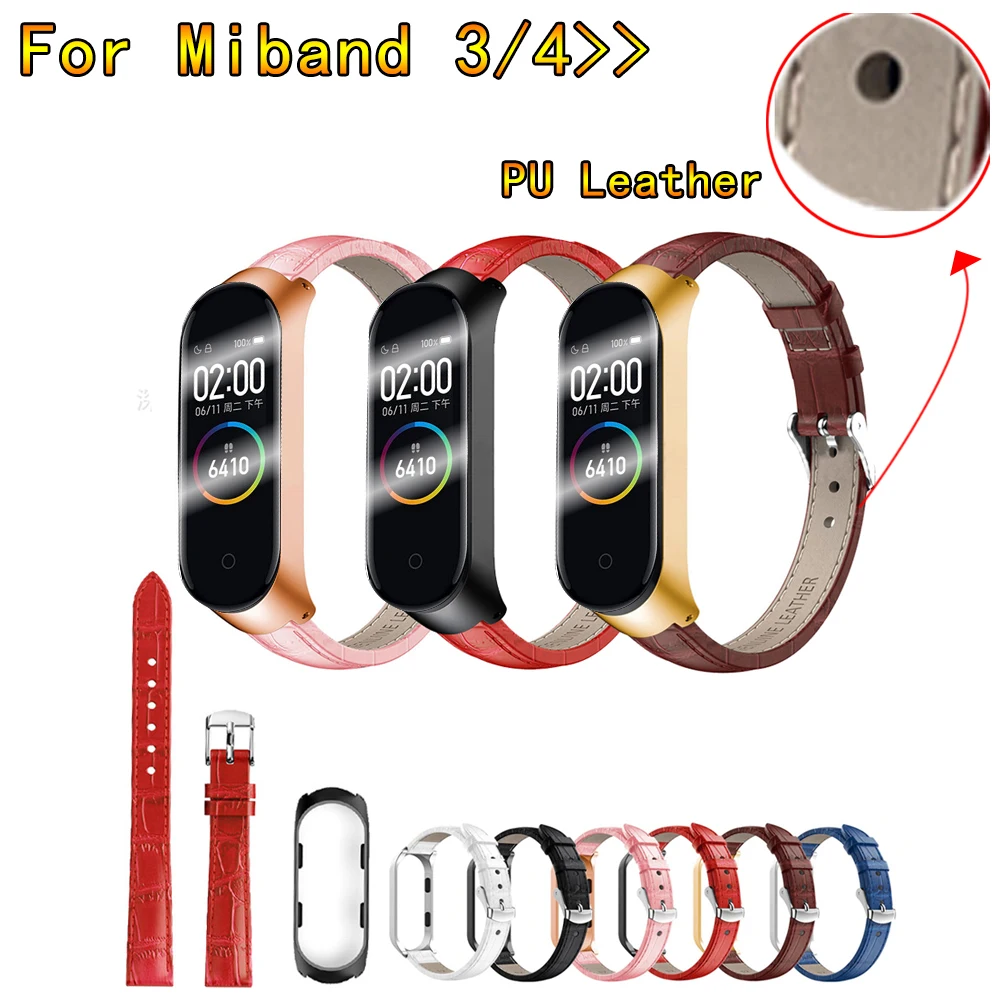 Для mi Band 3 4 кожаный ремешок для Xiaomi mi Band 4 умный Браслет miband 3 часы mi 4 аксессуары mi band4 ремешок