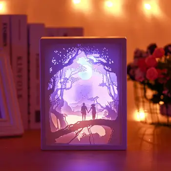 

Creative 3D Paper Carving Lights Carved Decor Lamp Bedroom Bedside Gifts Art Kid Birthday Modern USB Charging Line LED