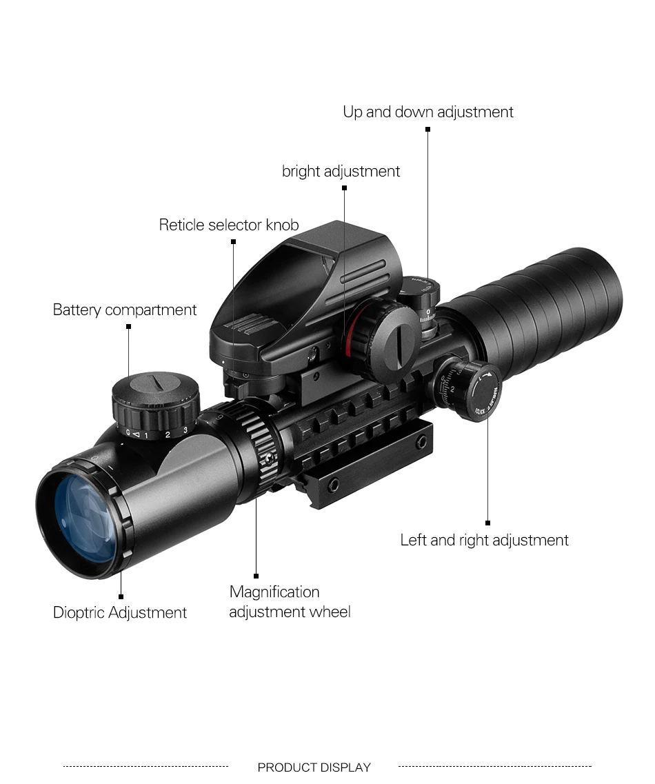 escopo de iluminação rangefinder crosshair escopo vermelho verde laser caça escopo