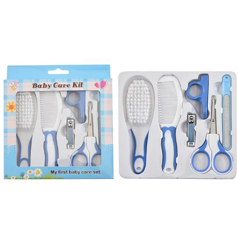 Infant Baby Healthcare Kit Nail Cutter 6pcs Grooming Thermometer Scissors Baby care Brush Nail Trimmer Set YJW005
